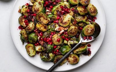 CBD Recipes: Pomegranate CBD Balsamic Glazed  Brussels Sprouts